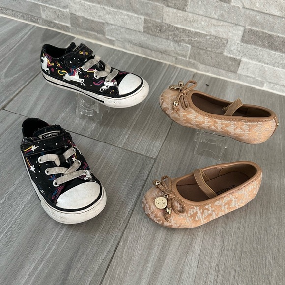MK and Converse Toddler Shoe Bundle- Size 7- Flats and Sneakers- Unicorn Gold - Picture 3 of 8